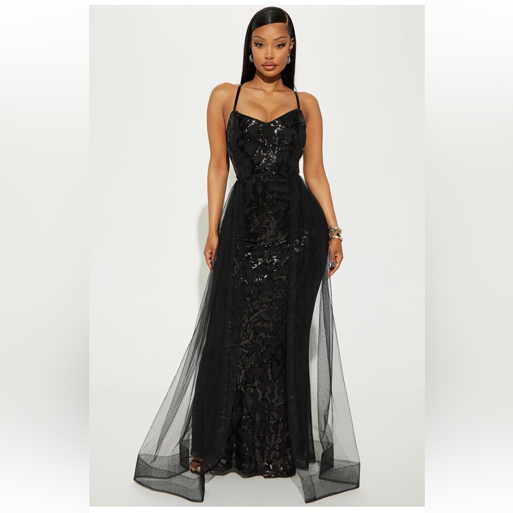 Sequin formal black dress